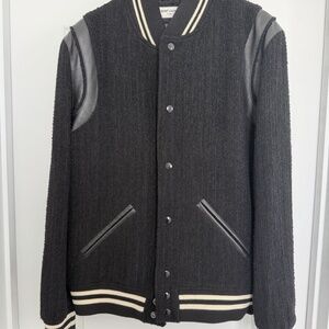 YSL Saint Laurent Varsity Teddy Bomber Jacket